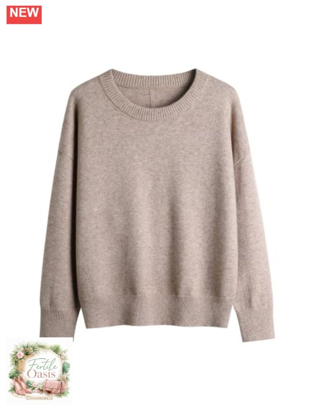 Crew Neck Long Sleeve Loose Knit Pullover Sweater Women